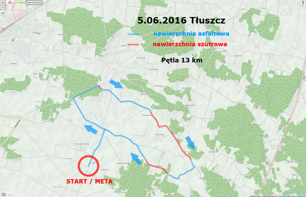 Mapa Kross Road Tour 2016 - Tłuszcz